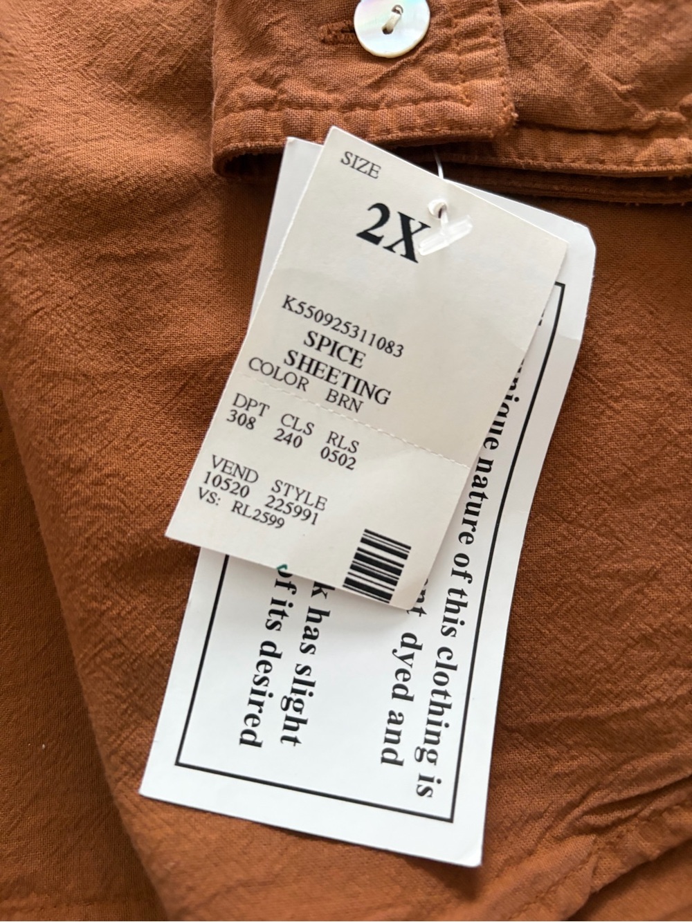 Maggie Barnes Terracotta Cotton Fall Cowgirl Plus Size 2X Button-Up Shirt NWT - Picture 3 of 10